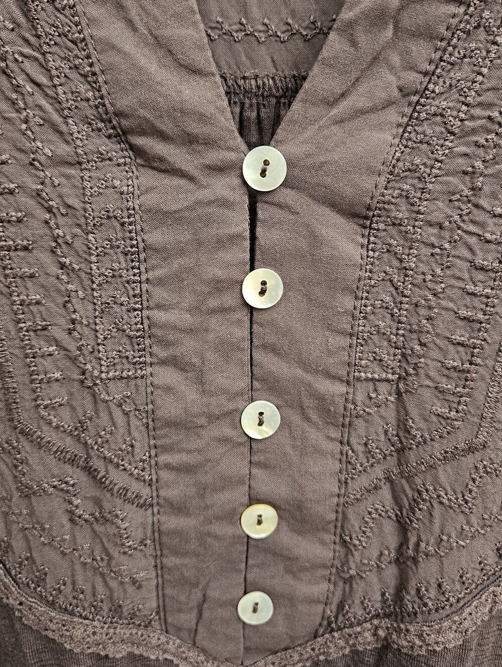 Democracy Women's Brown Purple Button-Front Peasant Top Boho Plus Womens 2X - Picture 4 of 13